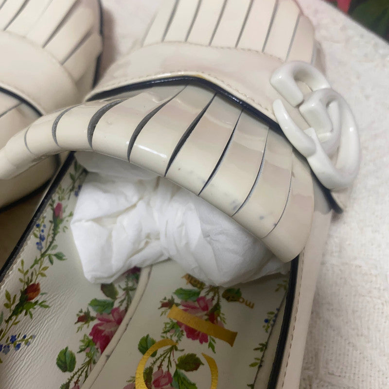 Gucci White Fringe Heel Shoes 0079