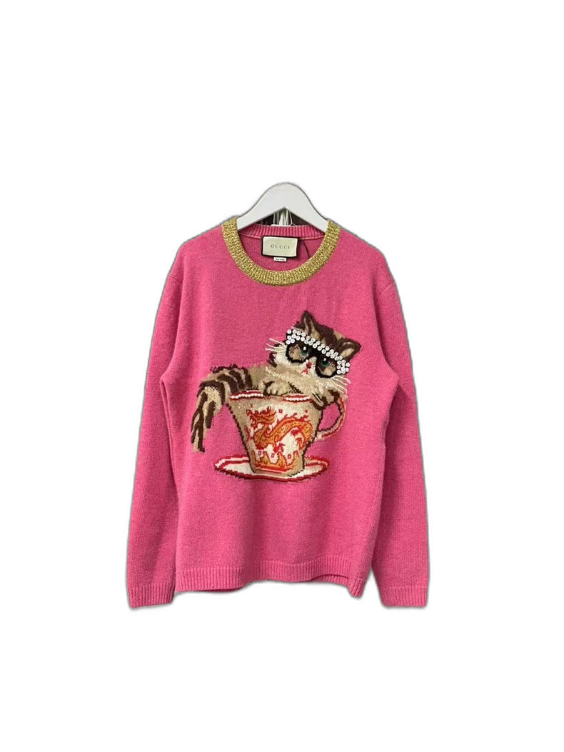 Gucci Cat Sweater in Pink Color