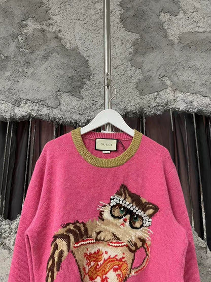 Gucci Cat Sweater in Pink Color