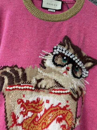 Gucci Cat Sweater in Pink Color