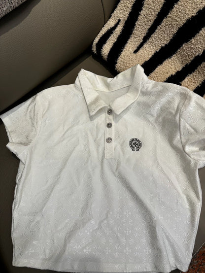 Chrome Hearts White Polo Tennis Shirt