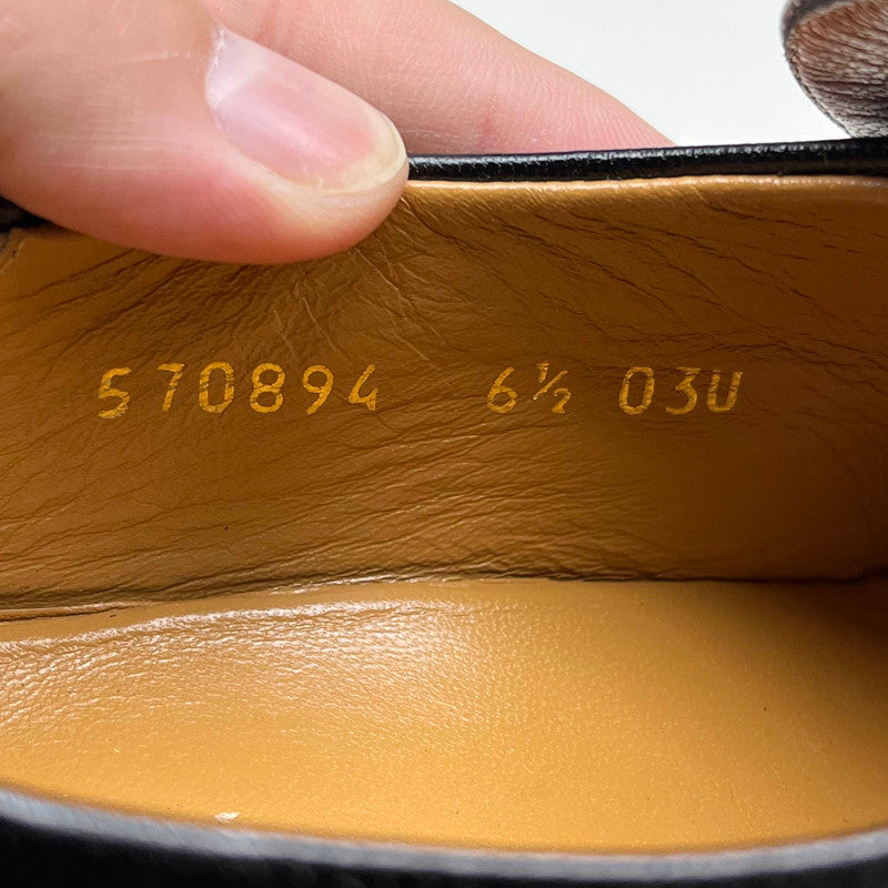 Gucci Jordaan Black Leather Slip-On Shoes 0079