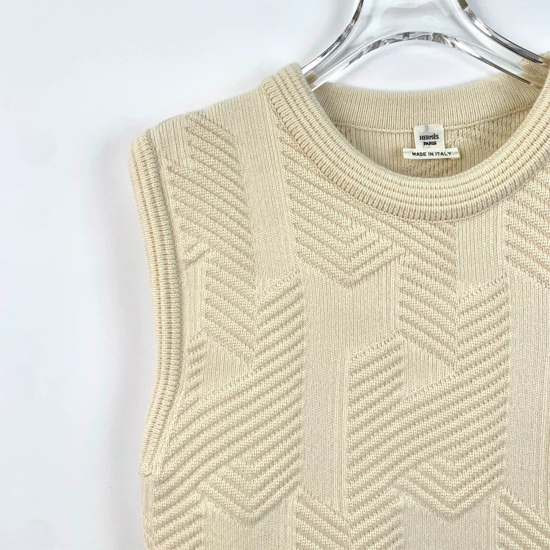 Hermes Beige Sleeveless Knit Dress