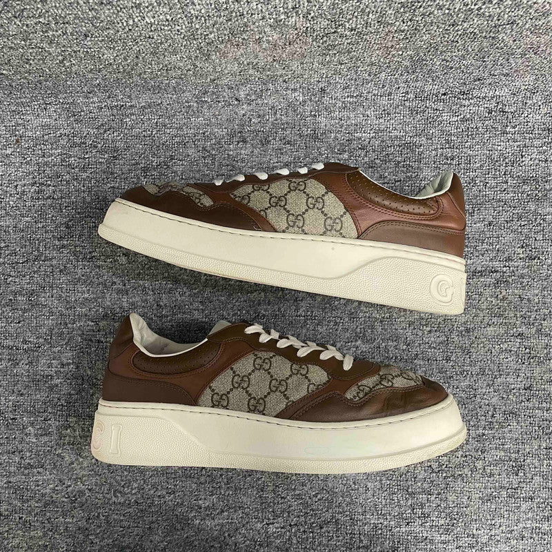 Gucci Brown Canvas Lace-Up Stylish Sneakers 0079
