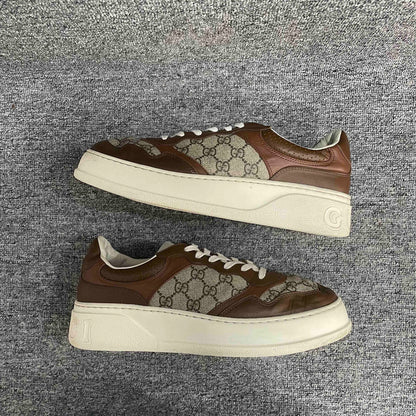 Gucci Brown Canvas Lace-Up Stylish Sneakers 0079