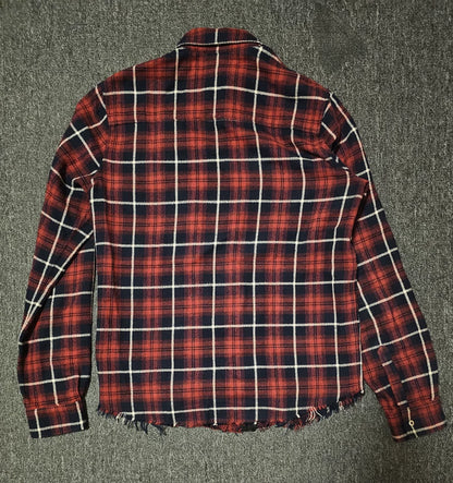 Amiri Red Plaid Fringe Hem Shirt-yf