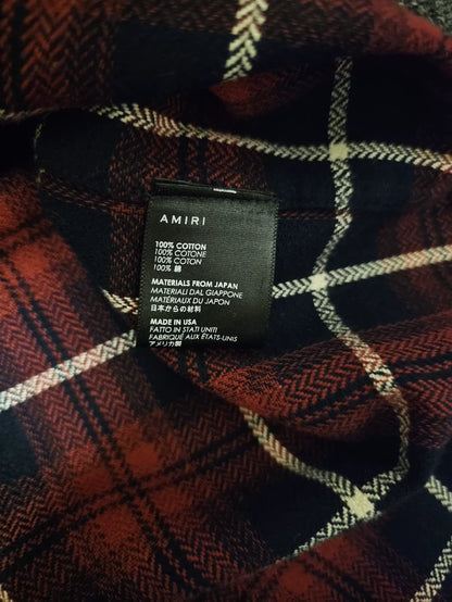 Amiri Red Plaid Fringe Hem Shirt-yf