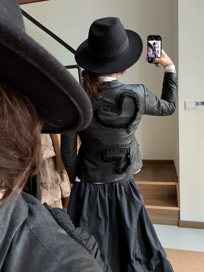 Comme des Garcons Heart Patch Leather Blazer