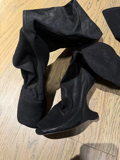 Rick Owens Suede Knee High Boots
