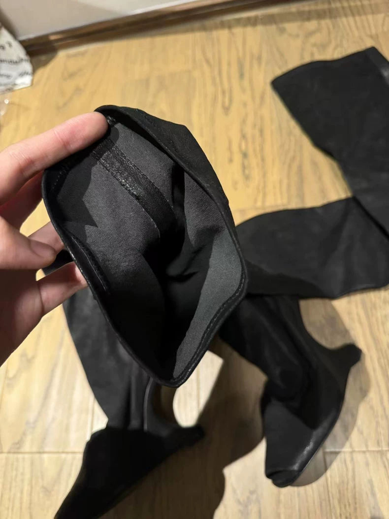 Rick Owens Suede Knee High Boots