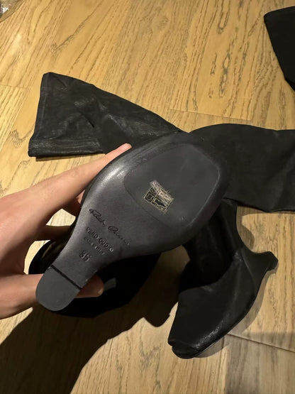 Rick Owens Suede Knee High Boots