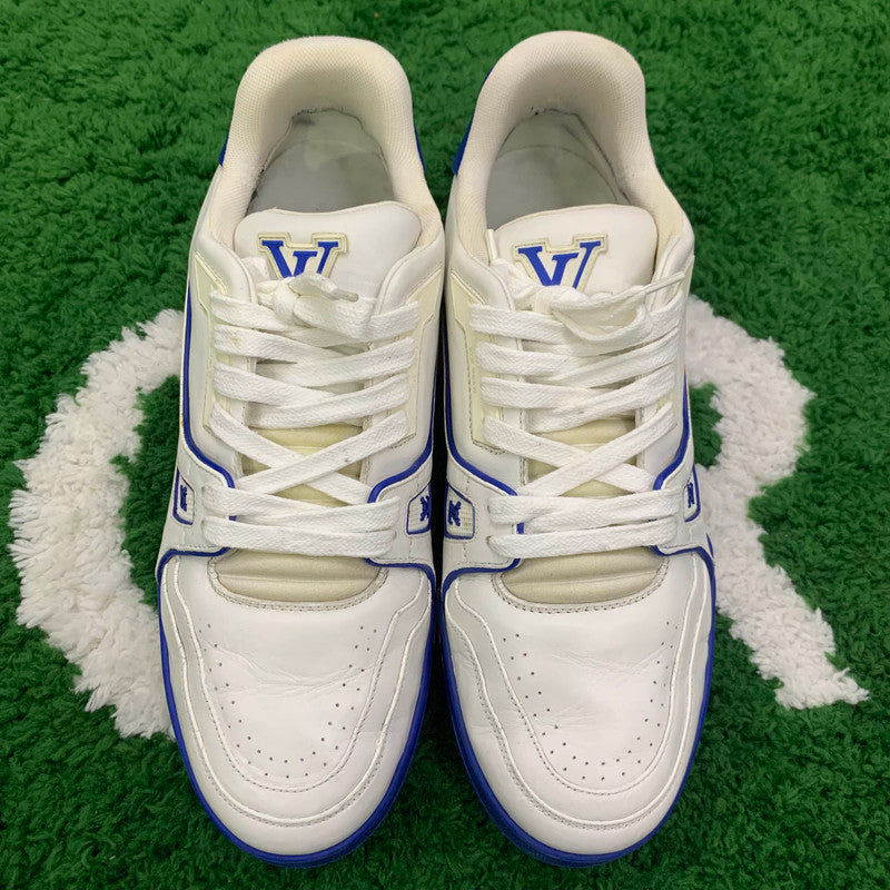Louis Vuitton Trainer Sport Sneakers in White and Blue 0079