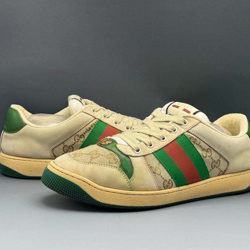 Gucci Screener Dirty Sneakers in Green Leather 0079