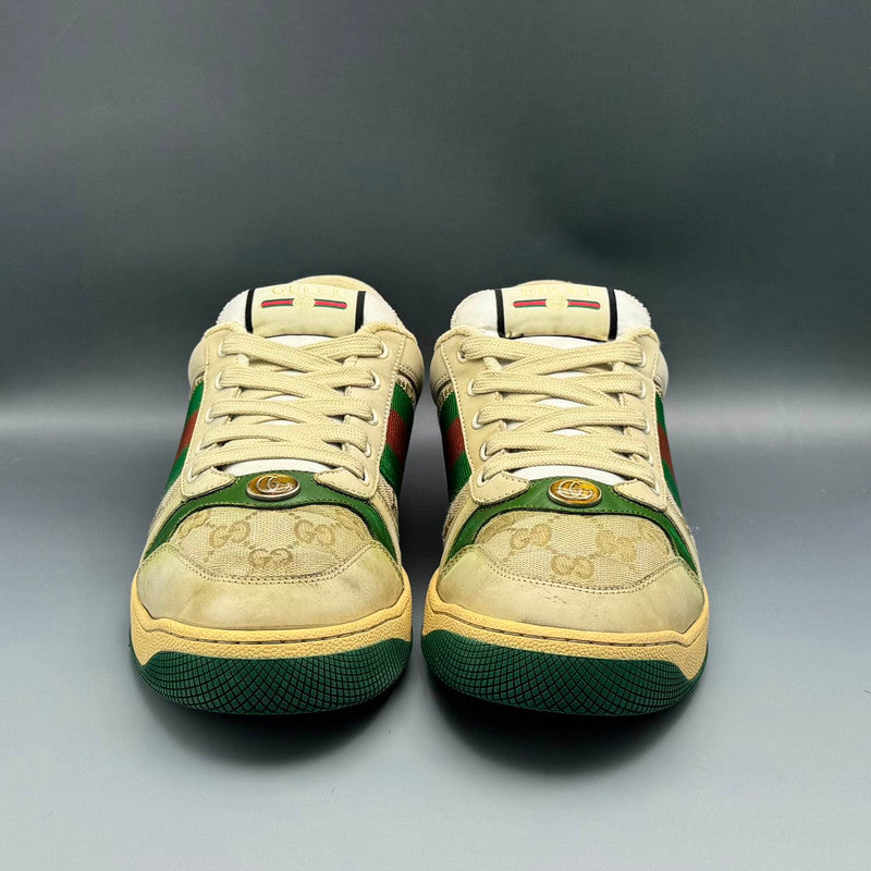 Gucci Screener Dirty Sneakers in Green Leather 0079