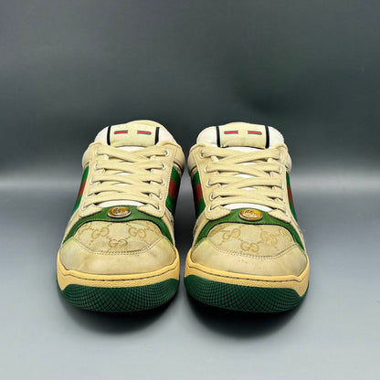 Gucci Screener Dirty Sneakers in Green Leather 0079