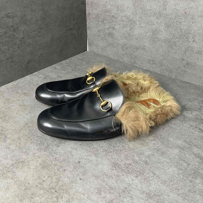 Gucci Black Lamb Wool Slip-On Loafers for Men 0079