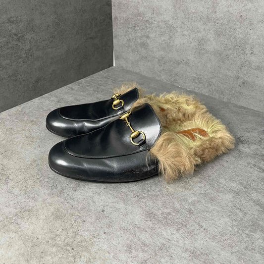 Gucci Black Lamb Wool Slip-On Loafers for Men 0079