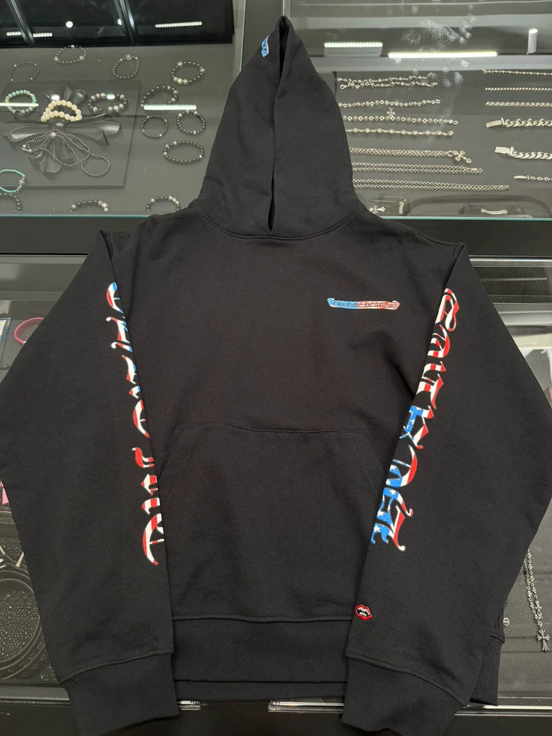 Chrome Hearts USA Flag Sleeve Hoodie-yf