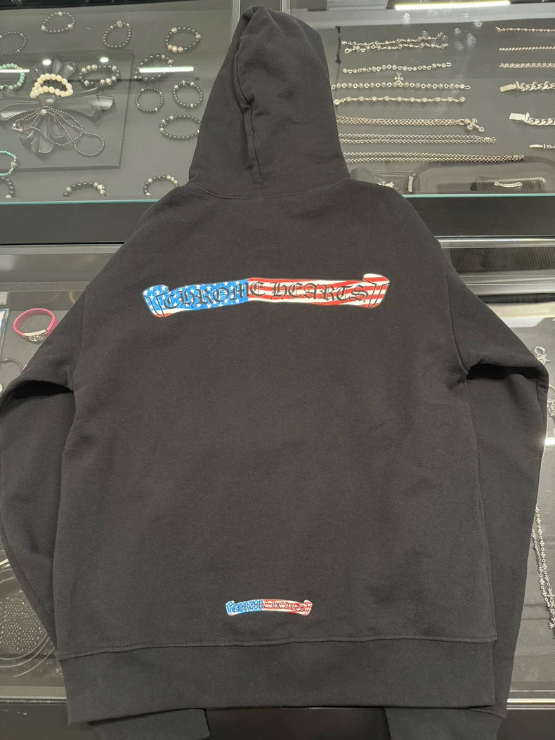 Chrome Hearts USA Flag Sleeve Hoodie-yf