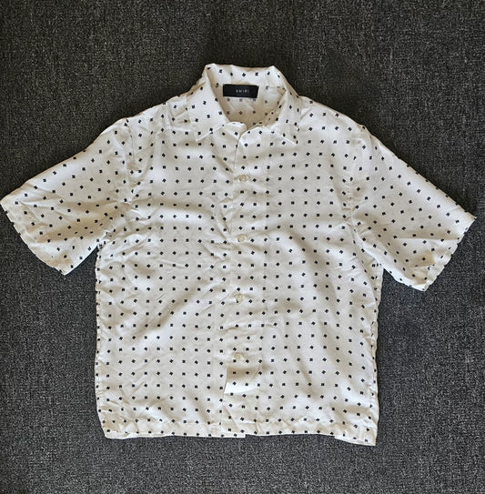 Amiri Men's Silk Short Sleeve Logo Shirt-yf