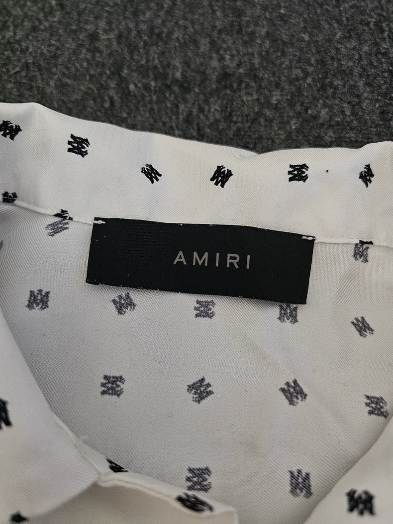 Amiri Men's Silk Short Sleeve Logo Shirt-yf