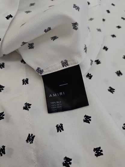 Amiri Men's Silk Short Sleeve Logo Shirt-yf