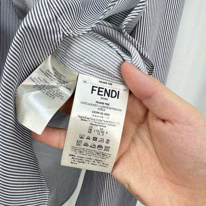 Fendi Embroidered Stripe Button-Up Shirt-yf