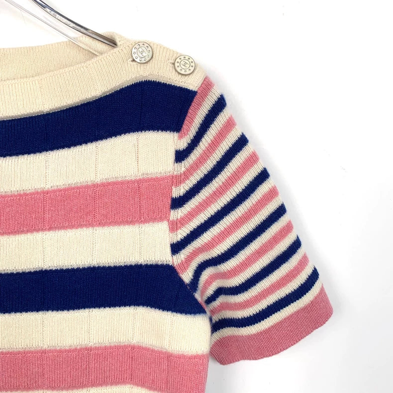 Chanel Colorful Stripe Cashmere Knit Top