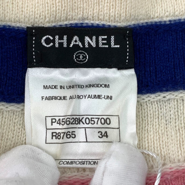Chanel Colorful Stripe Cashmere Knit Top