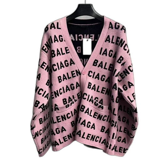 Pink V-Neck Long Sleeve Knit Sweater