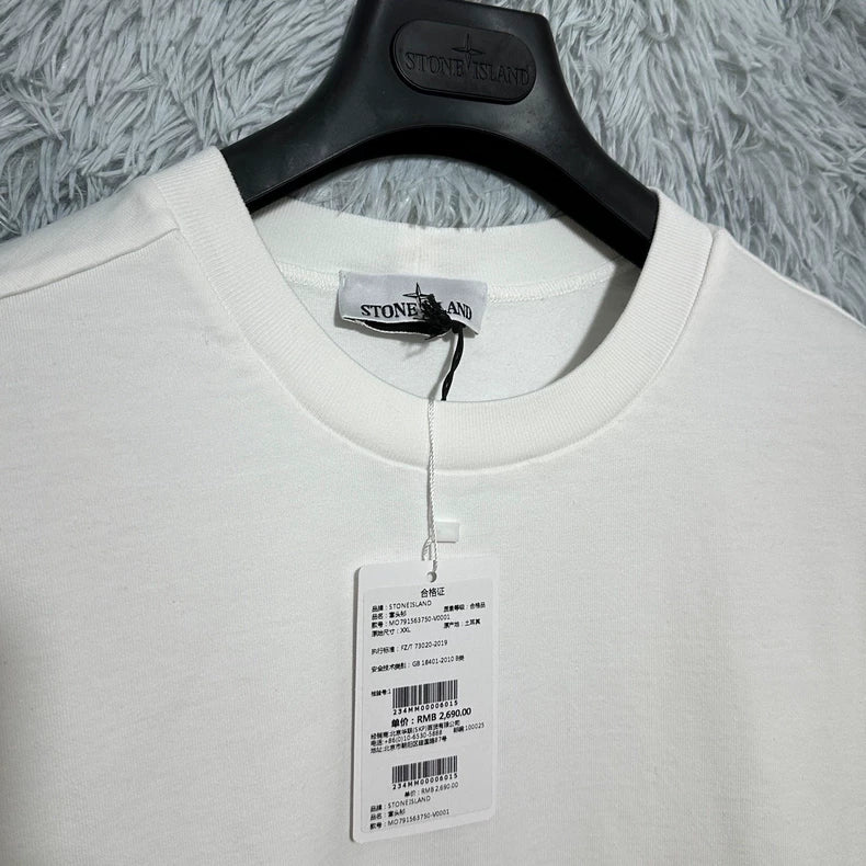Stone Island White Crewneck Sweatshirt-yf