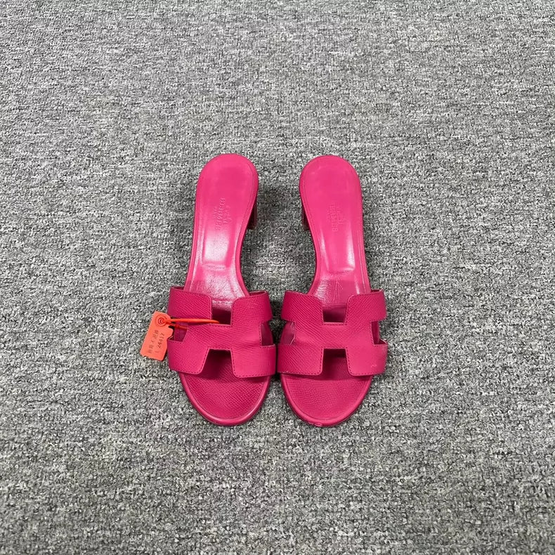 Hermes Pink High Heel Slide Sandals