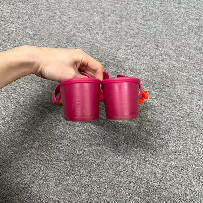Hermes Pink High Heel Slide Sandals