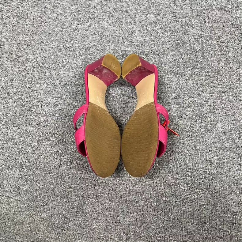 Hermes Pink High Heel Slide Sandals