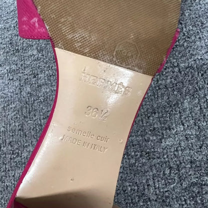 Hermes Pink High Heel Slide Sandals