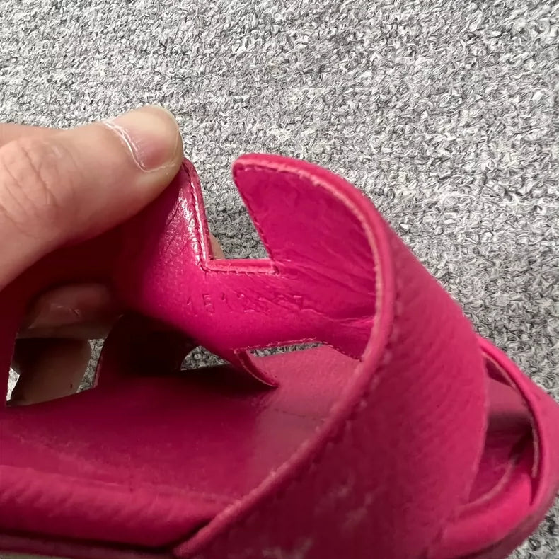 Hermes Pink High Heel Slide Sandals