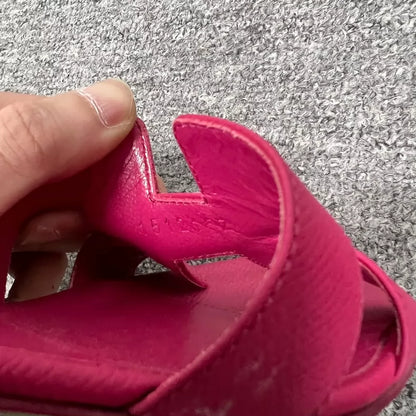 Hermes Pink High Heel Slide Sandals