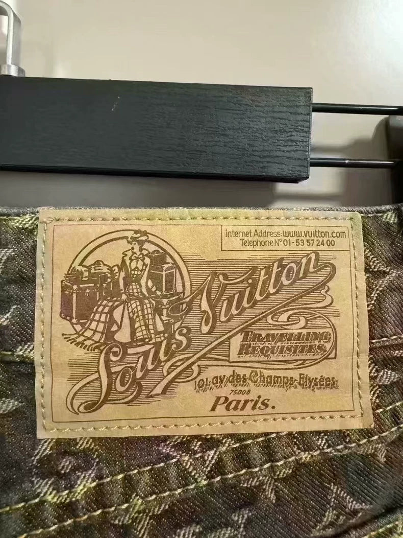 Louis Vuitton Monogram Print Denim Jeans-yf