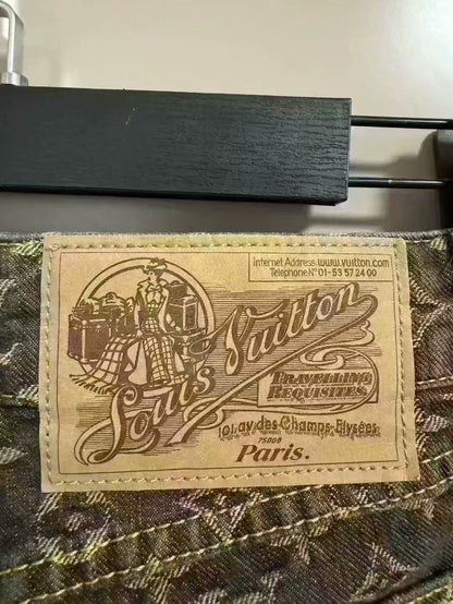 Louis Vuitton Monogram Print Denim Jeans-yf