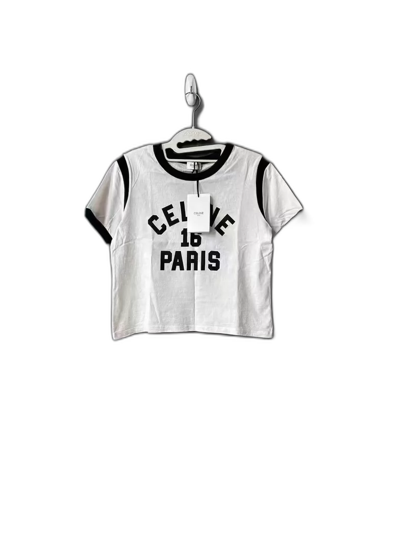 Celine Paris Black and White Short Sleeve Shirt