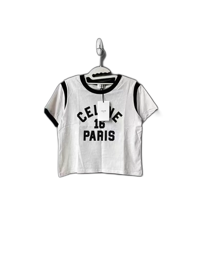Celine Paris Black and White Short Sleeve Shirt