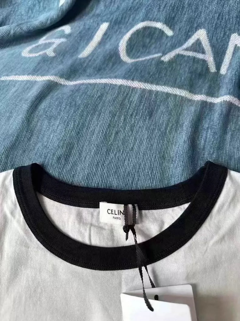 Celine Paris Black and White Short Sleeve Shirt