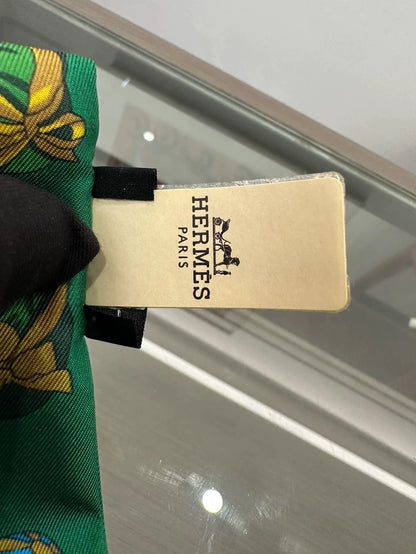 Hermes Colorful Twilly Ribbon Green Hat