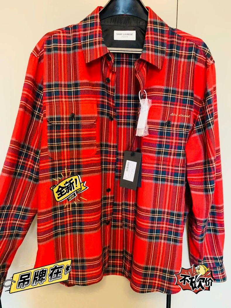 Saint Laurent Embroidered Flannel Shirt