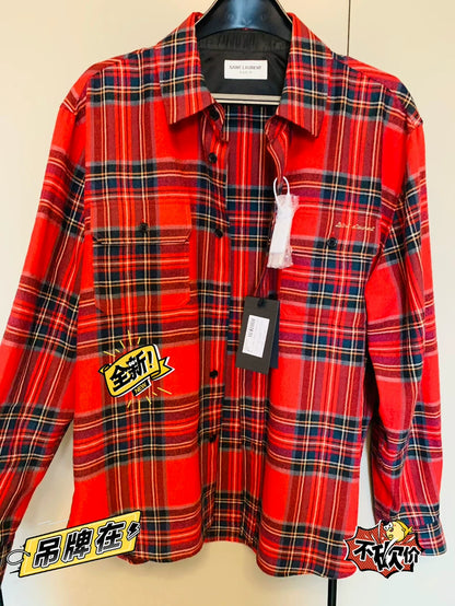Saint Laurent Embroidered Flannel Shirt