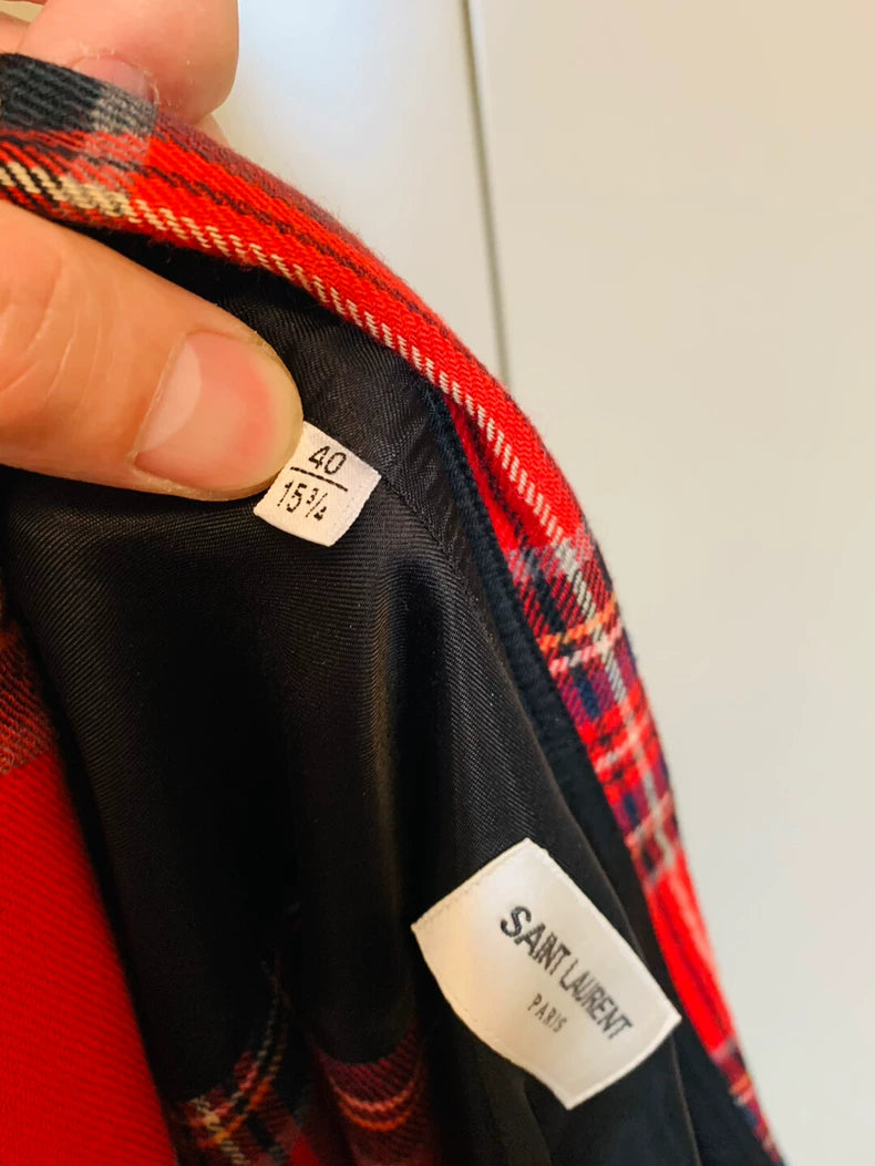 Saint Laurent Embroidered Flannel Shirt