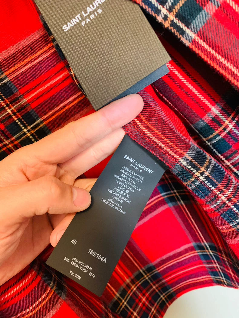 Saint Laurent Embroidered Flannel Shirt