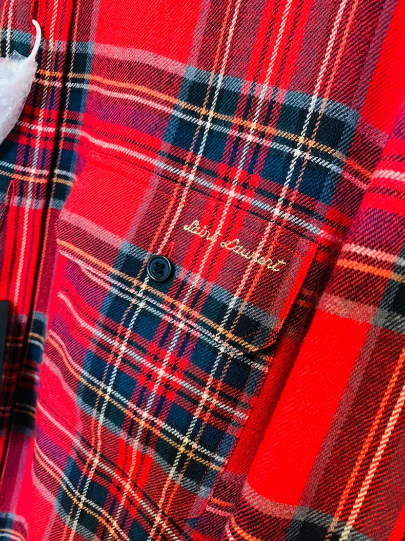 Saint Laurent Embroidered Flannel Shirt