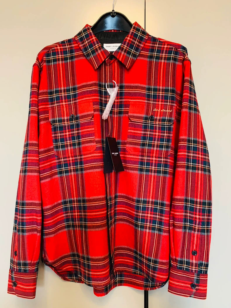 Saint Laurent Embroidered Flannel Shirt