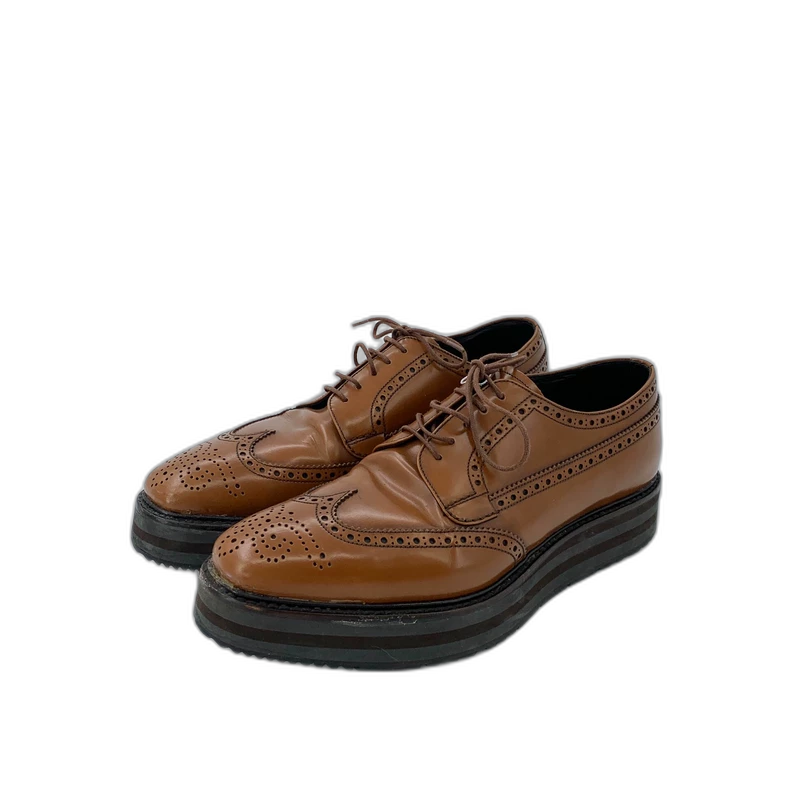 Prada Brown Baroque Lace-Up Thick Sole Shoes